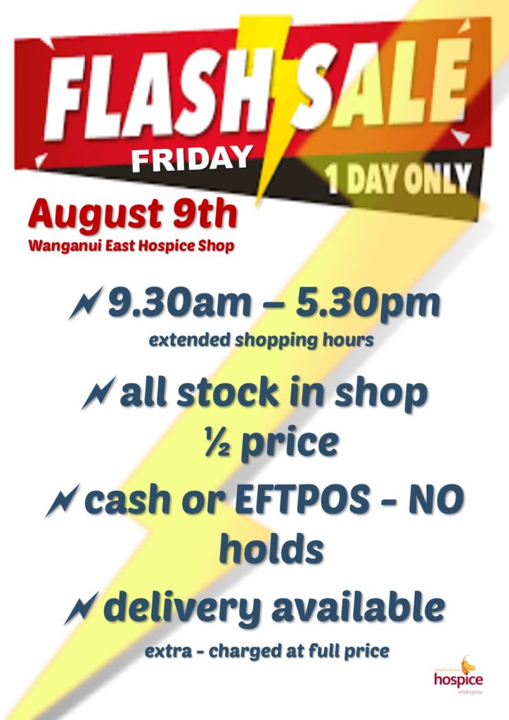 Friday Flash Sale At Wanganui East Store - Hospice Whanganui