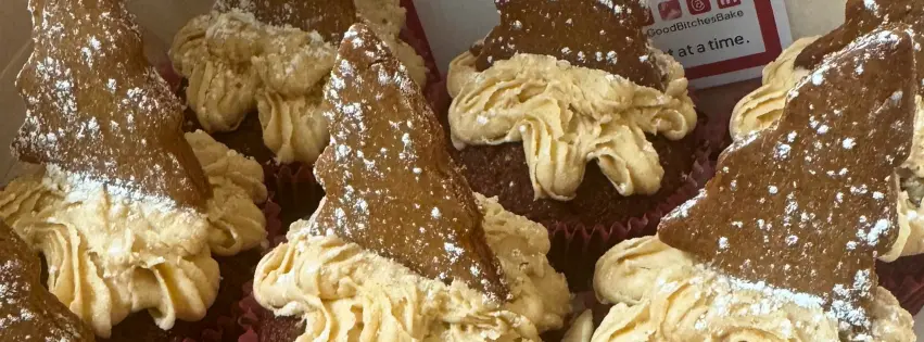 Homemade cupcakes baked by Good Bitches Baking volunteers, prepared for delivery to Hospice Whanganui patients and whānau.